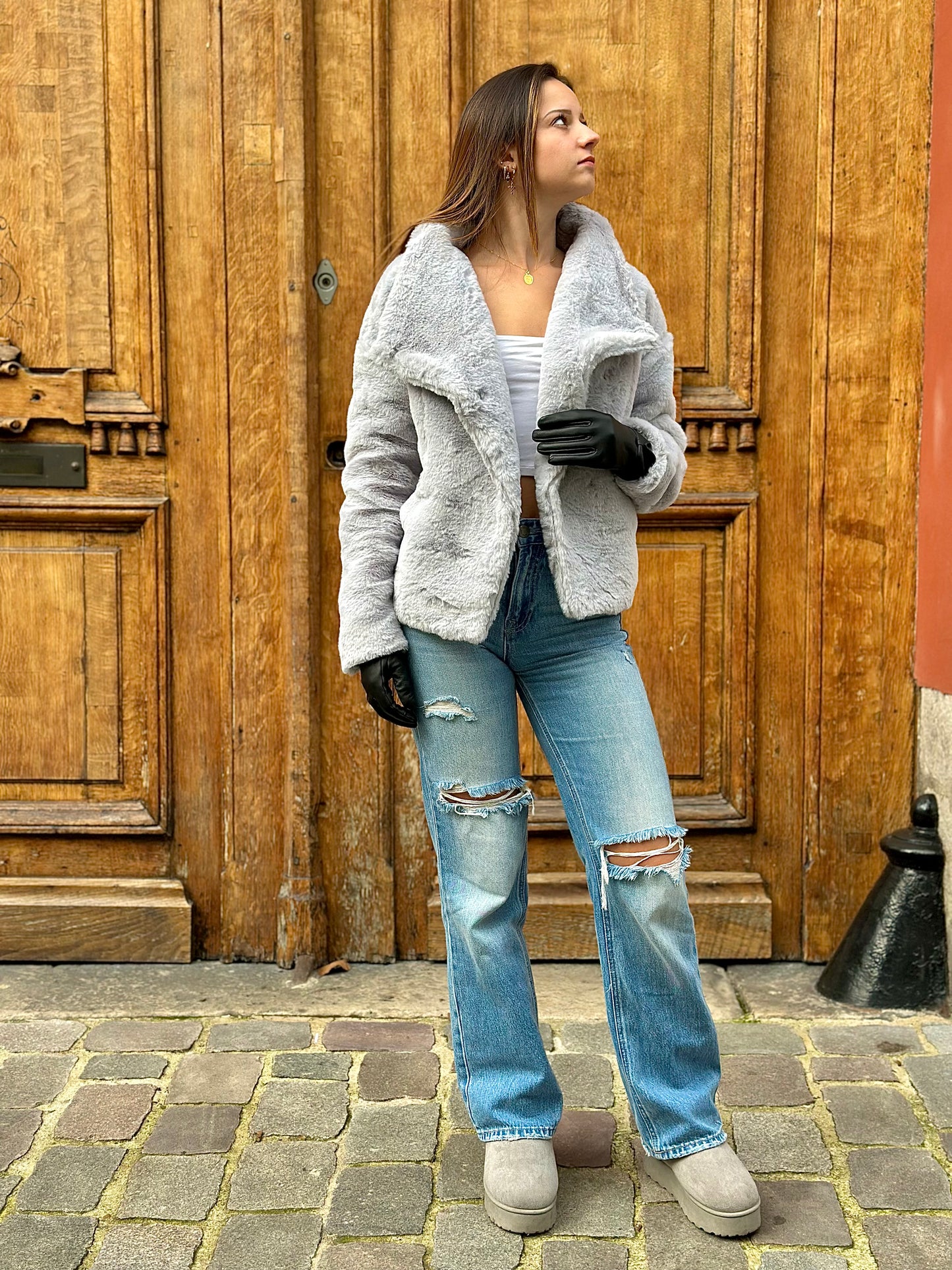 Manteau imitation fourrure