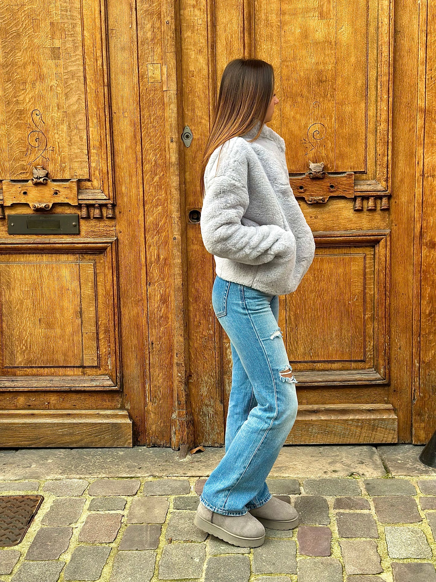 Manteau imitation fourrure