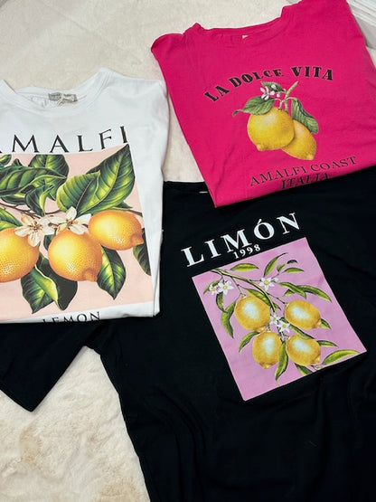 T-shirt noir citron